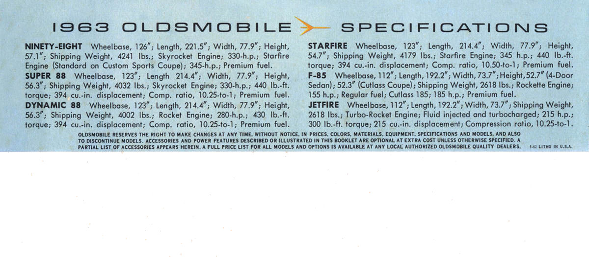 1963 Oldsmobile Motor Cars Brochure Page 14
